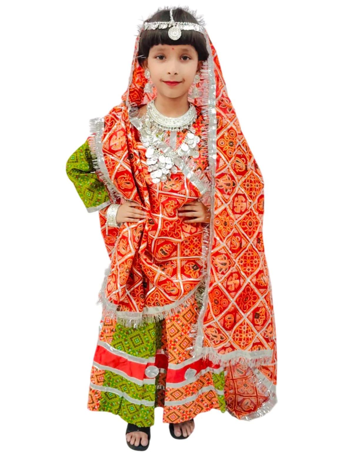 Rajasthani Girl With Traditional Jewellery Indian State Fancy Dress Costume For Girls And Females - Image 8