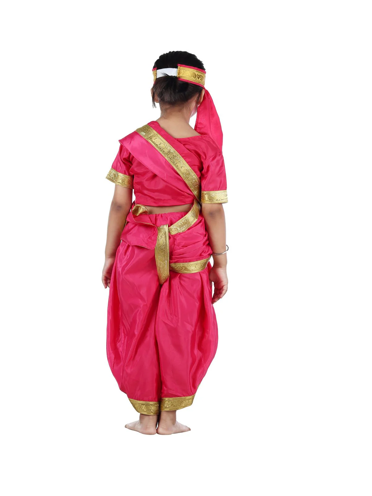 Rani Laxmi Bai Jhansi ki Rani Saree Kids Fancy Dress Costume for Girls with Accessories - Image 4