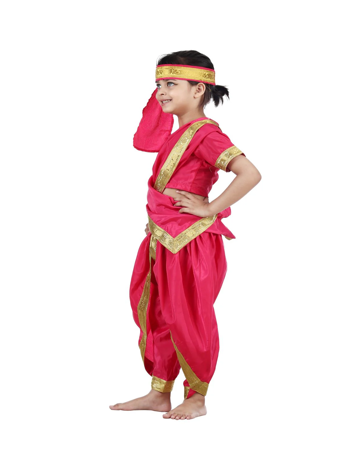 Rani Laxmi Bai Jhansi ki Rani Saree Kids Fancy Dress Costume for Girls with Accessories - Image 5