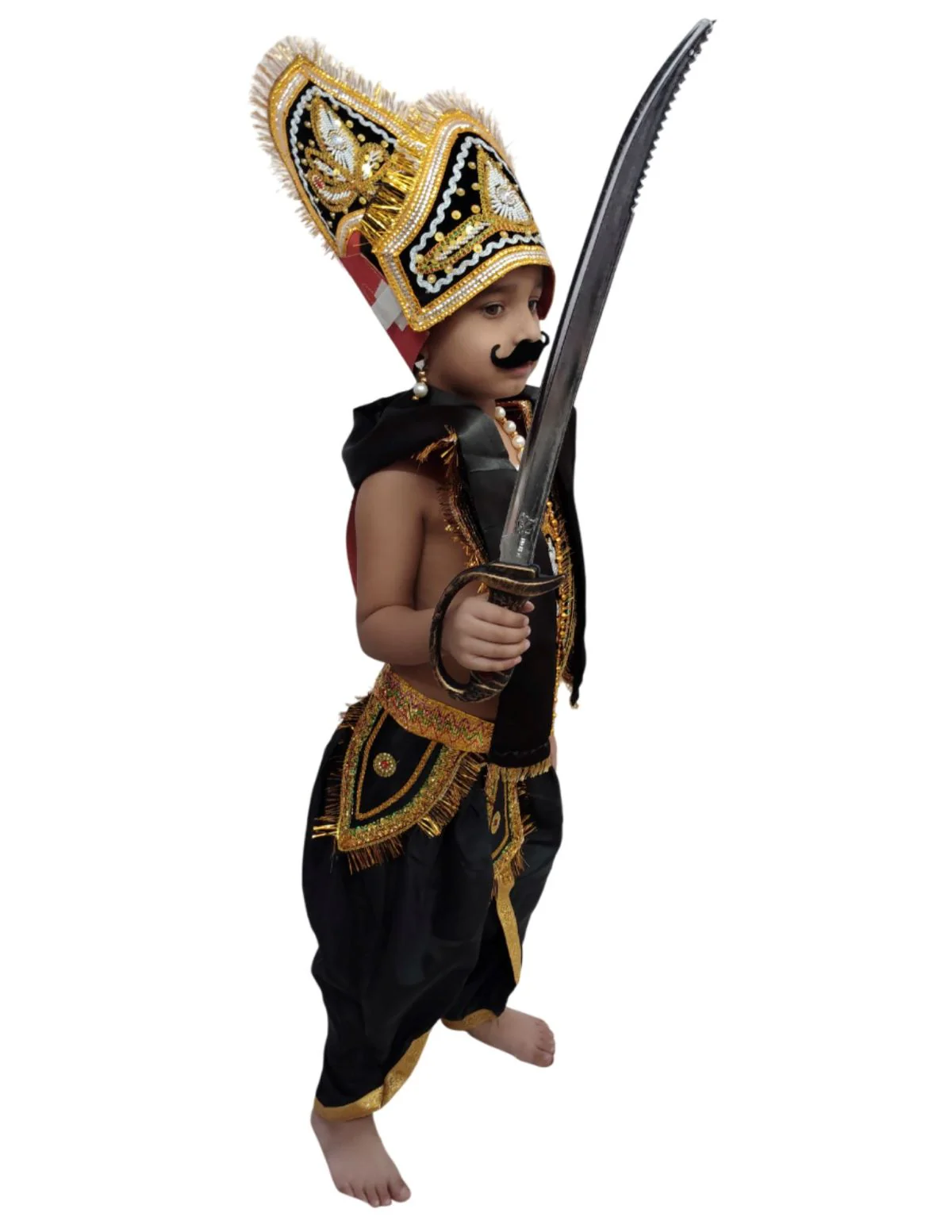 Ravana Lankesh Kansa Evil Ramayana Ramlila Kids & Adults Fancy Dress Costume With Sword - Image 5