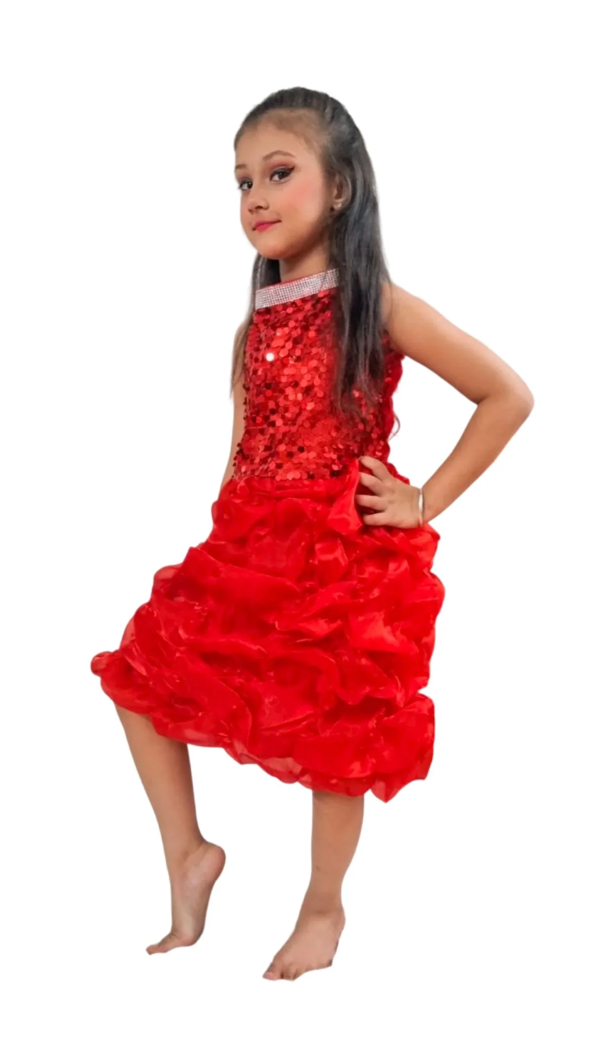 Red Balloon Frock Western Dance Costume Dress for Girls Kids - Premium - Image 4