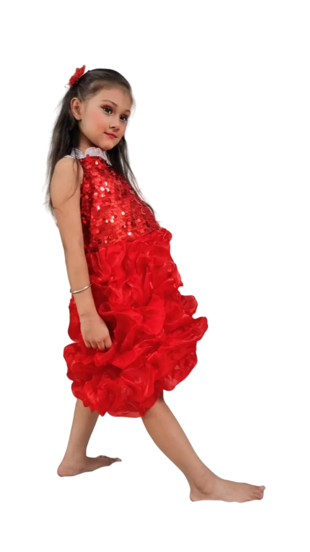 Red Balloon Frock Western Dance Costume Dress for Girls Kids - Premium - Image 5
