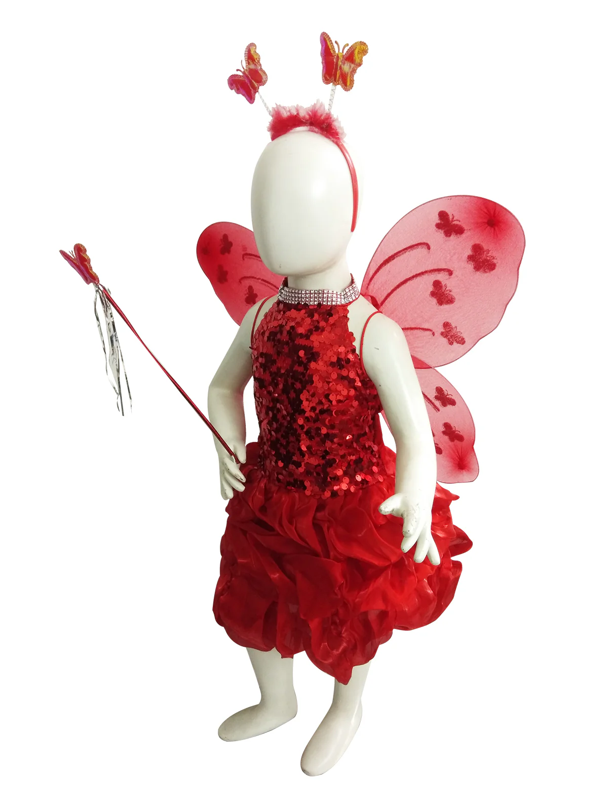 Red Butterfly Insect Kids Fancy Dress Costume for Girls - Imported - Image 3