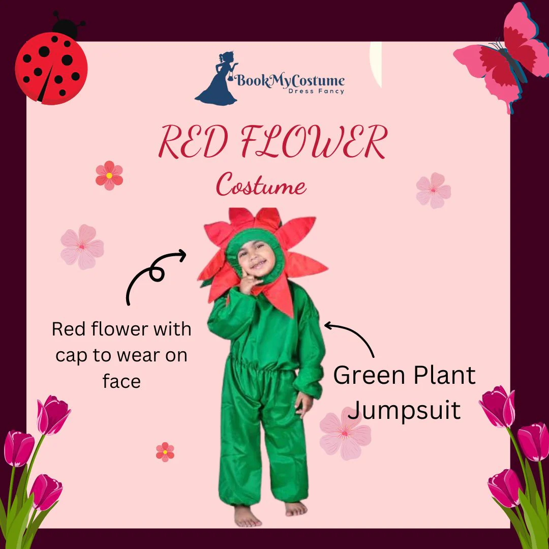 Red Flower Kids Fancy Dress Costume - Image 4