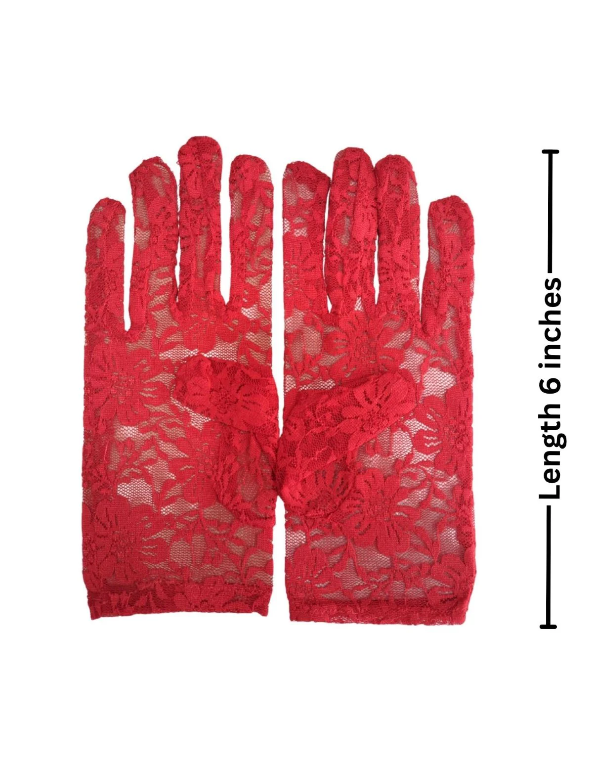 Red Hand Lace Gloves Dance Costume Accessory for Girls - Image 2