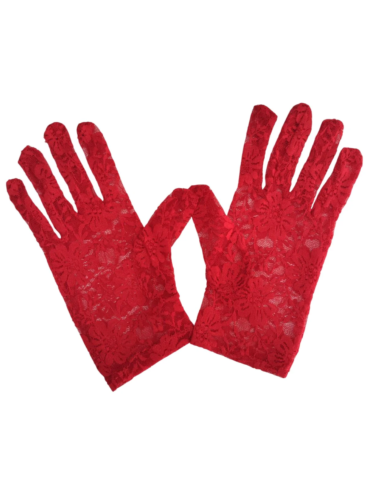 Red Hand Lace Gloves Dance Costume Accessory for Girls - Image 4