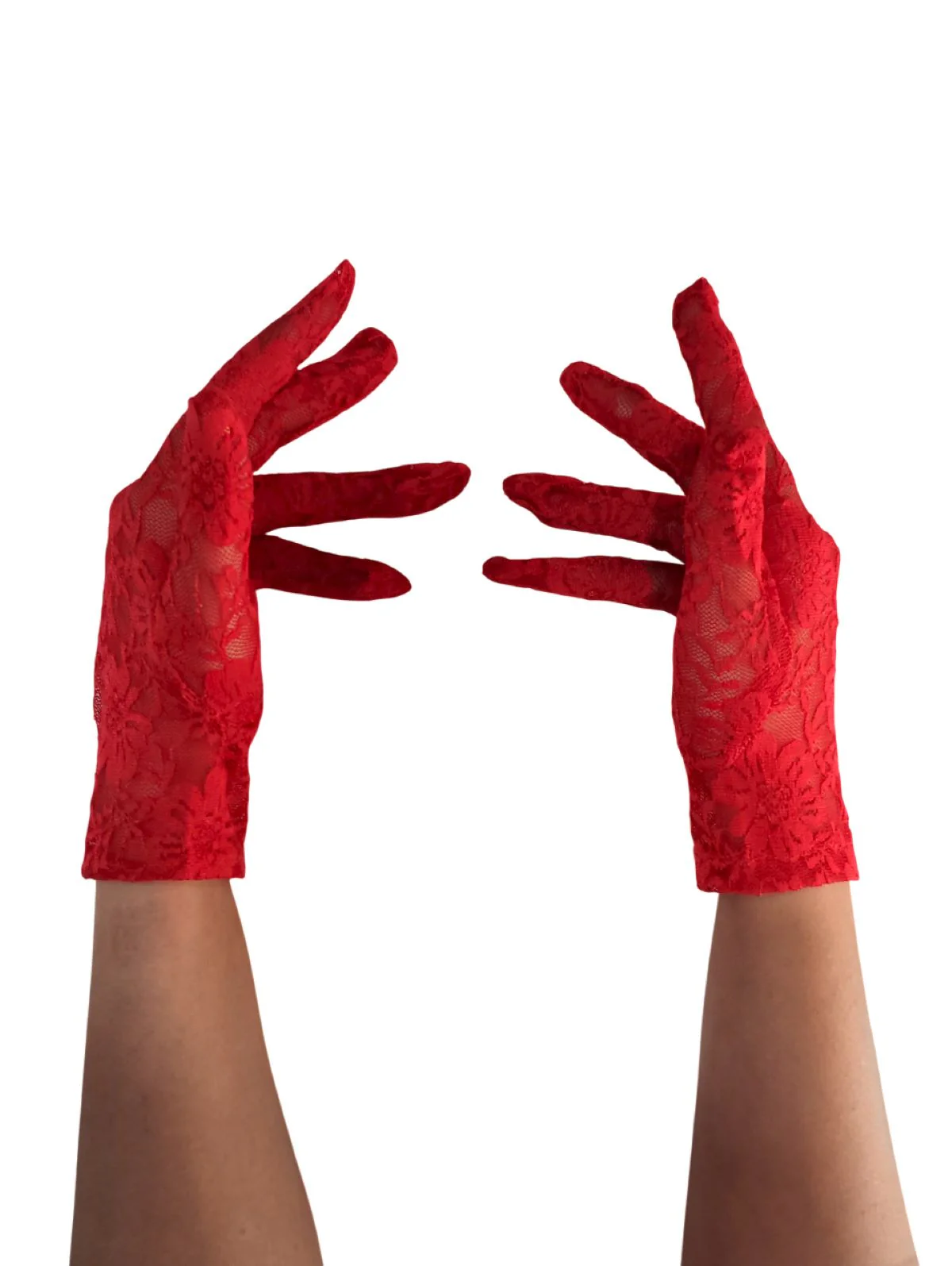 Red Hand Lace Gloves Dance Costume Accessory for Girls - Image 5