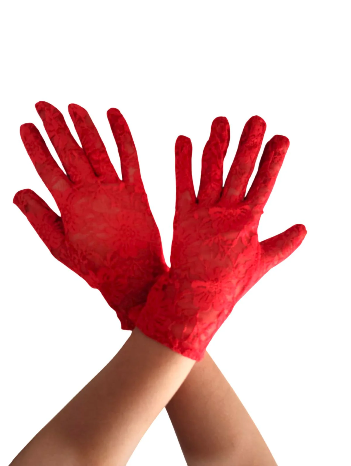 Red Hand Lace Gloves Dance Costume Accessory for Girls - Image 6