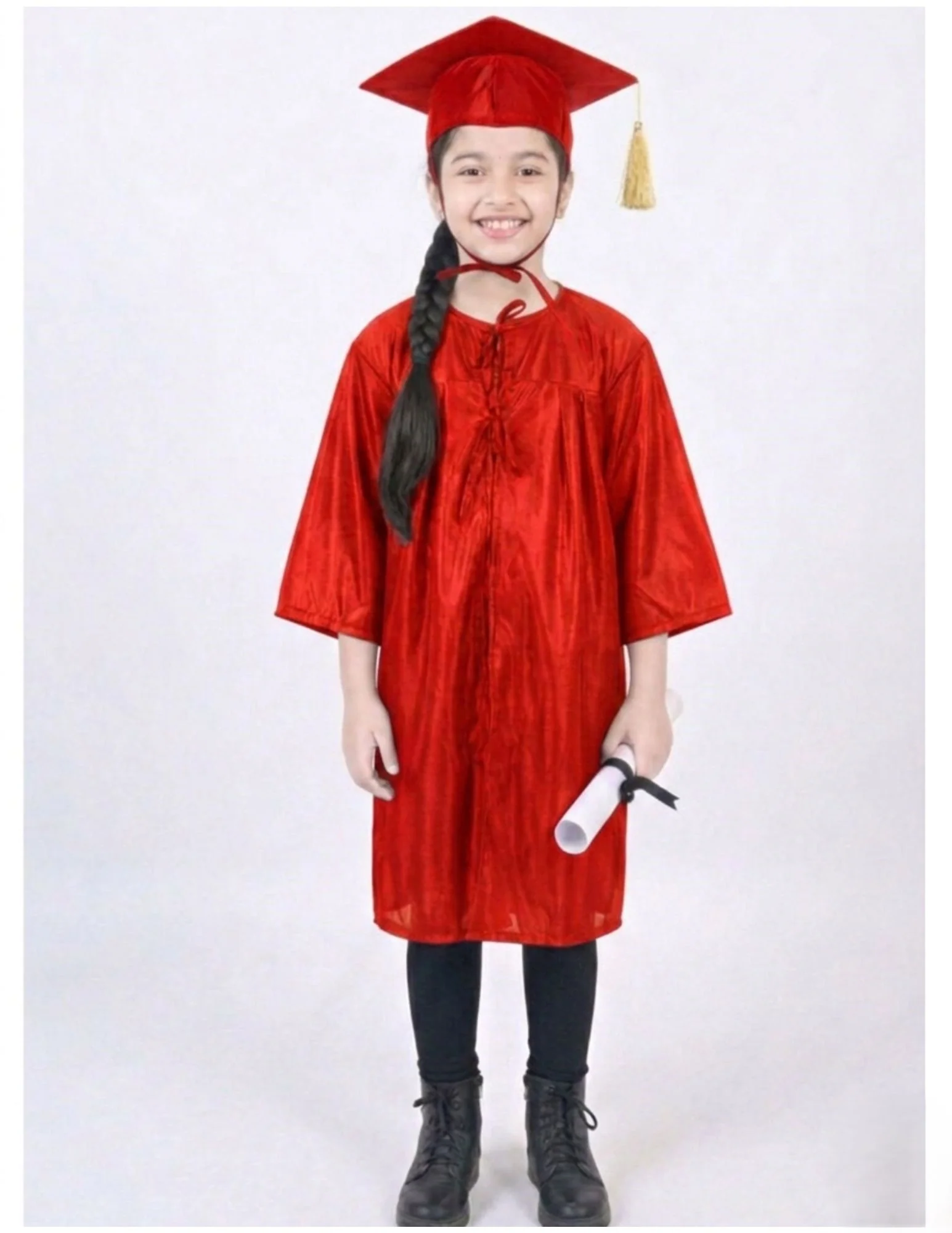 Red Graduate Scholar Graduation Day Gown Kids & Adults Fancy Dress Costume - Image 3