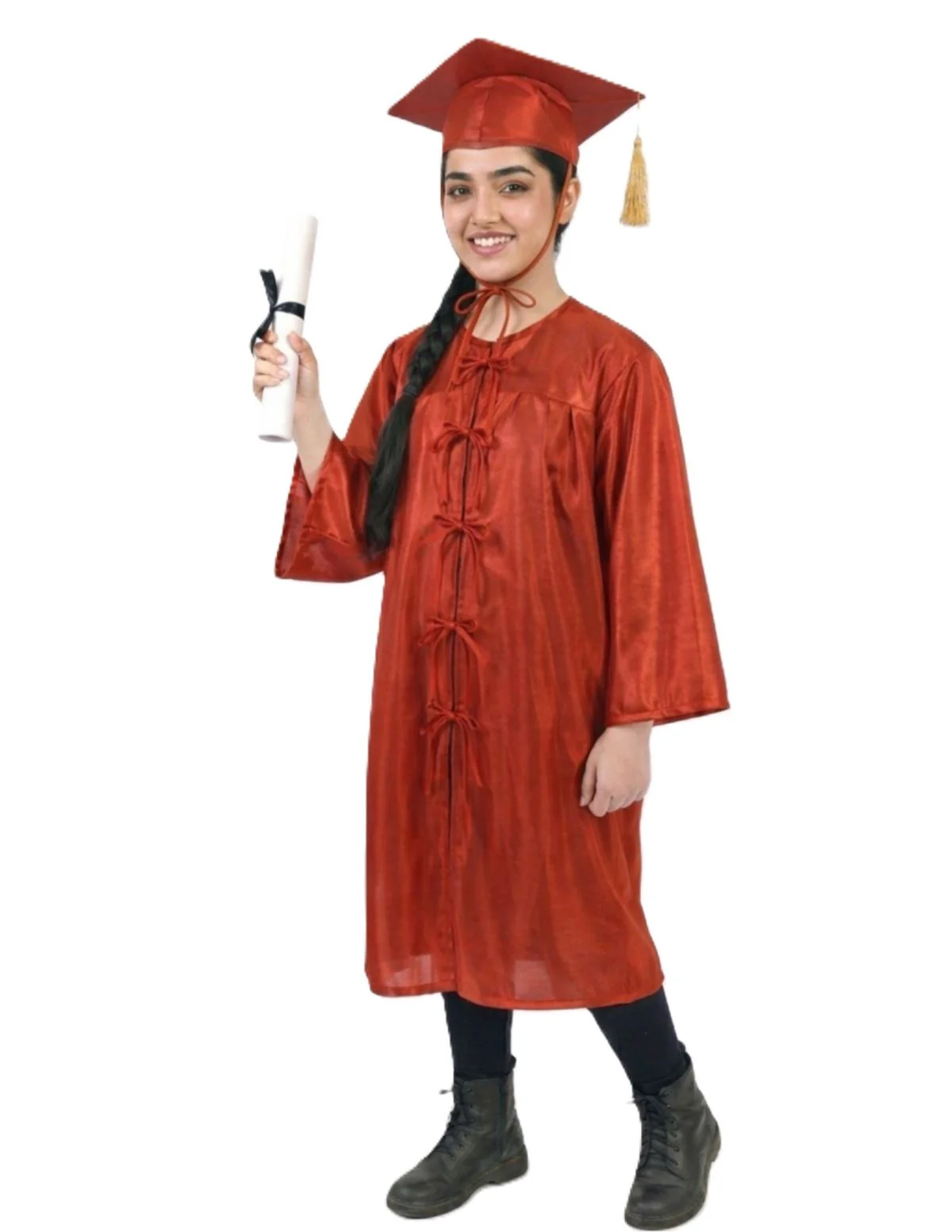 Red Graduate Scholar Graduation Day Gown Kids & Adults Fancy Dress Costume - Image 4