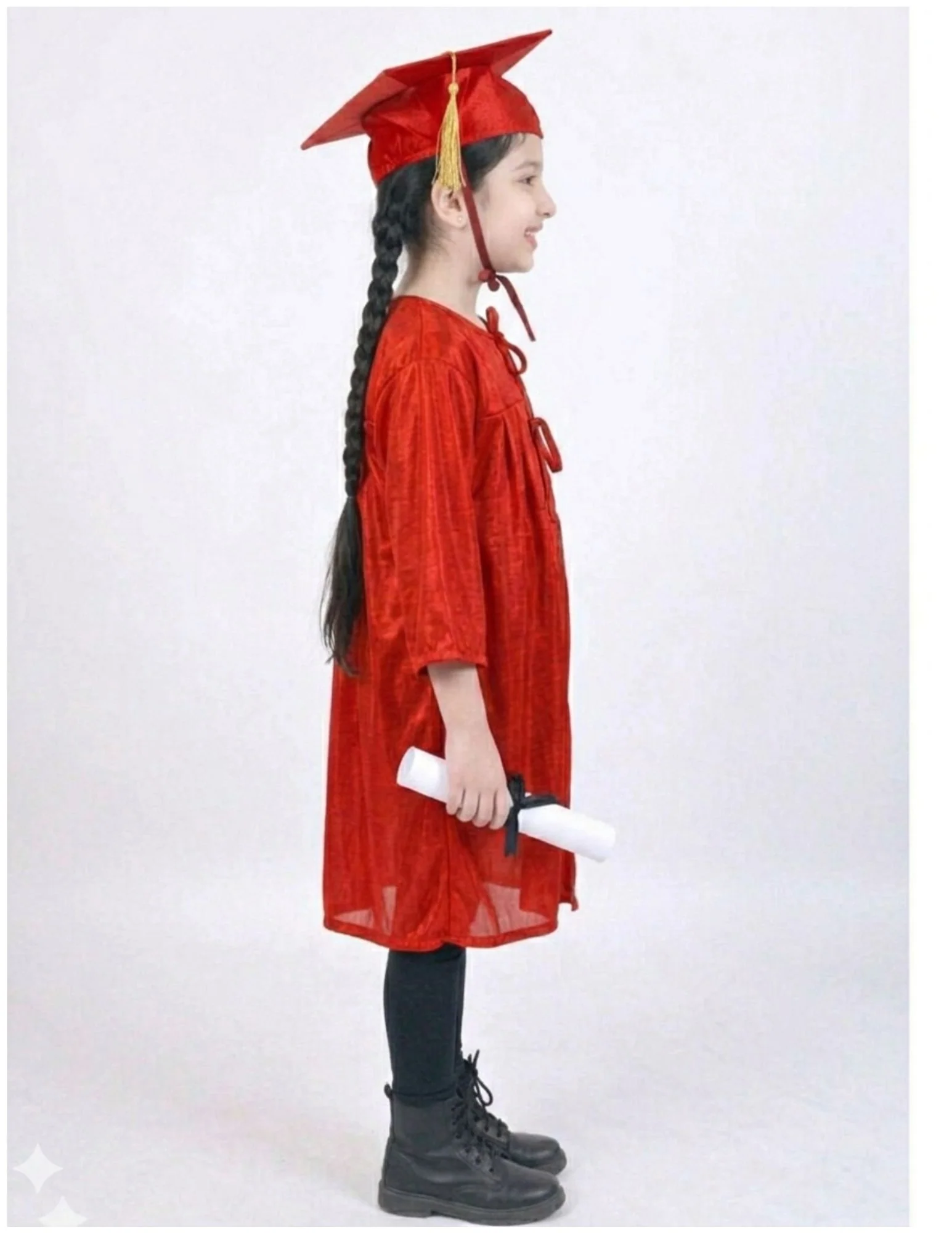 Red Graduate Scholar Graduation Day Gown Kids & Adults Fancy Dress Costume - Image 8