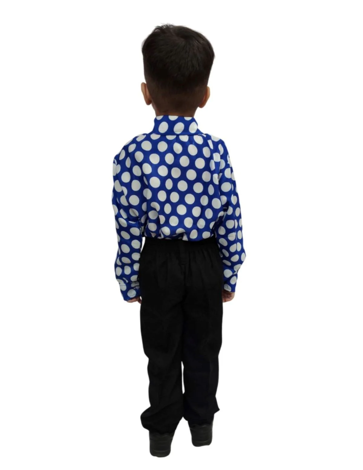 Blue Polka Dots Shirt & Black Pant | Retro Theme Kids Fancy Dress Costume - Image 3