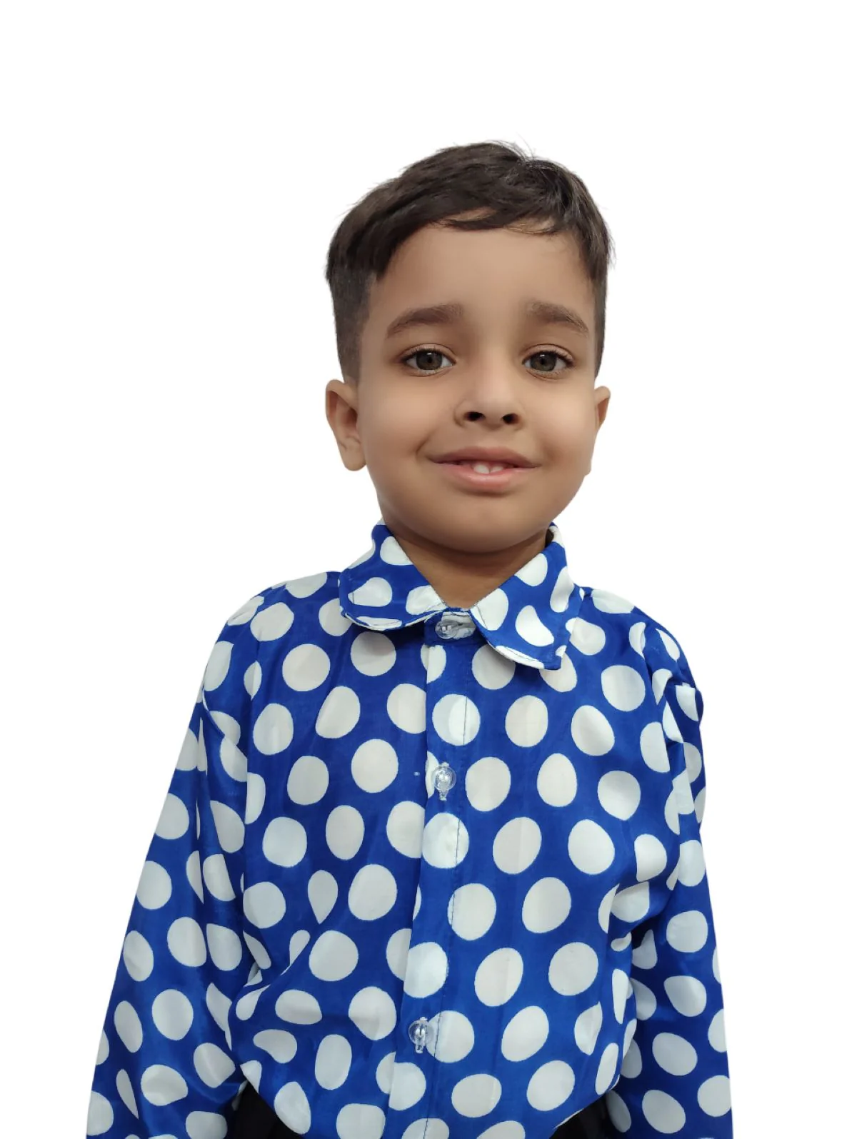 Blue Polka Dots Shirt & Black Pant | Retro Theme Kids Fancy Dress Costume - Image 5