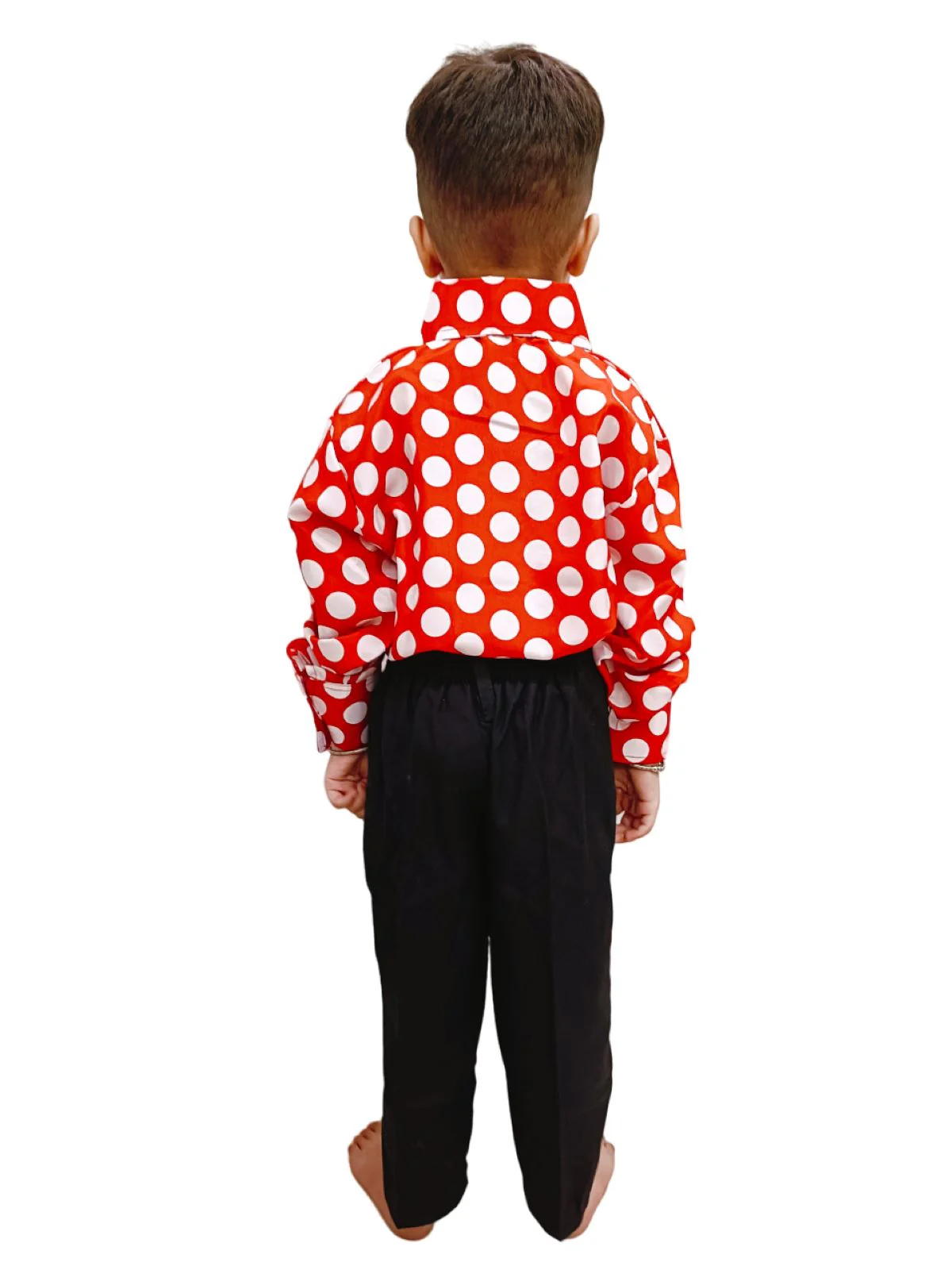 Red Polka Dots Shirt & Black Pant | Retro Theme Kids Fancy Dress Costume - Image 3