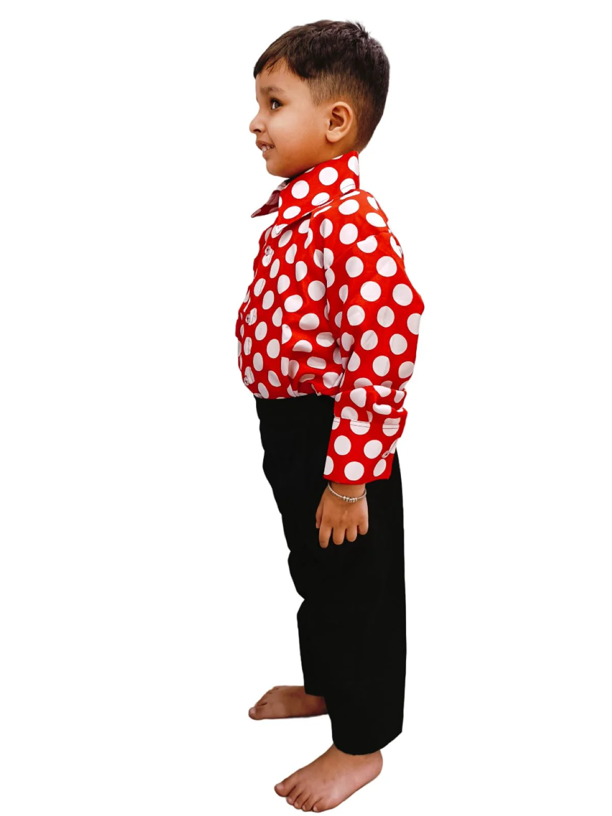 Red Polka Dots Shirt & Black Pant | Retro Theme Kids Fancy Dress Costume - Image 4