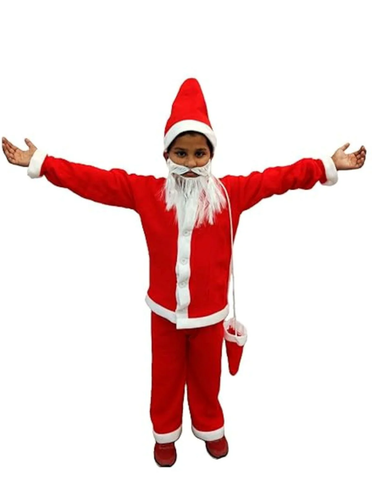Santa Claus With Beard Complete Set Christmas Kids & Adults Fancy Dress Costume - Premium - Image 3