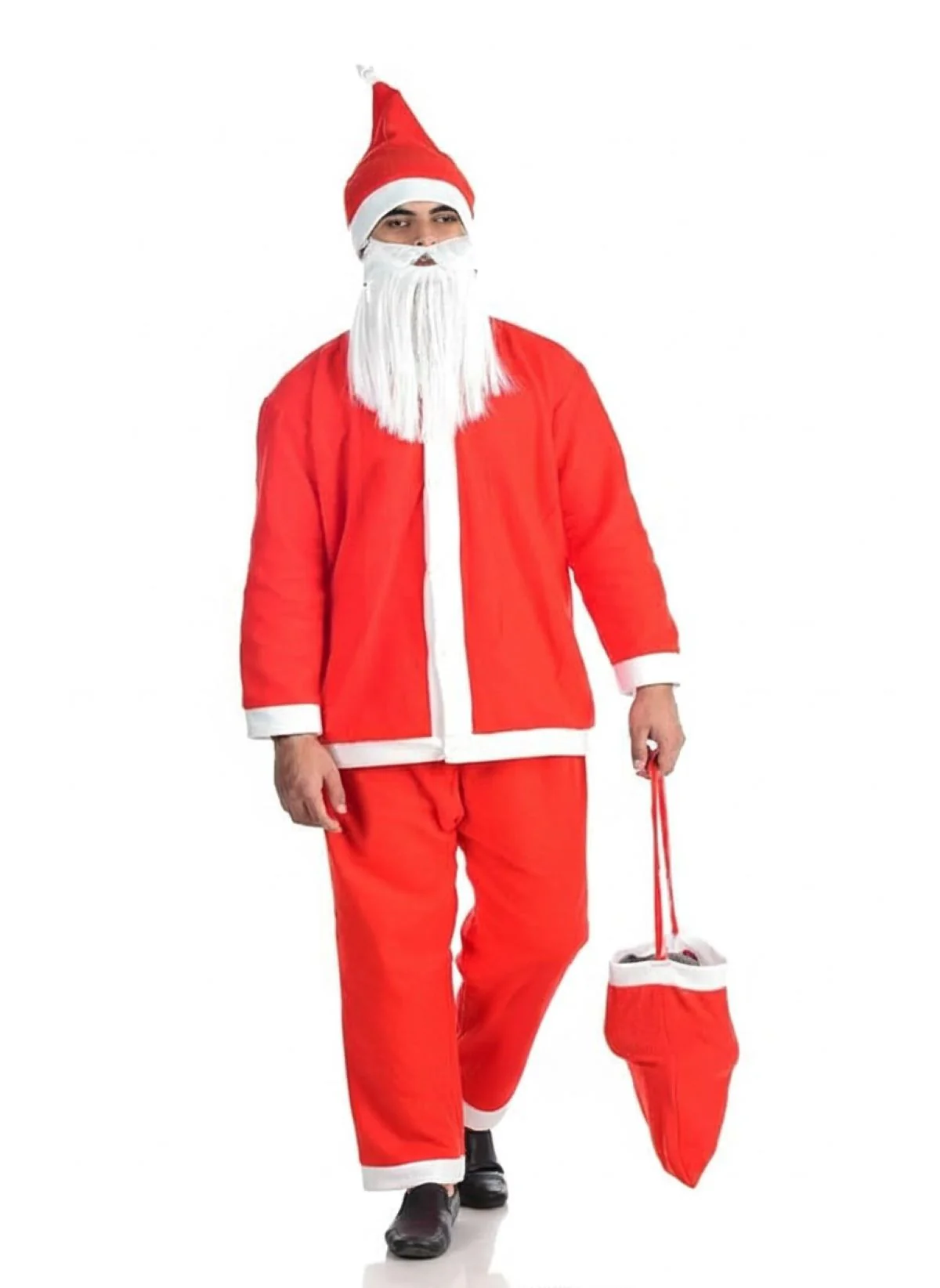 Santa Claus With Beard Complete Set Christmas Kids & Adults Fancy Dress Costume - Premium - Image 5