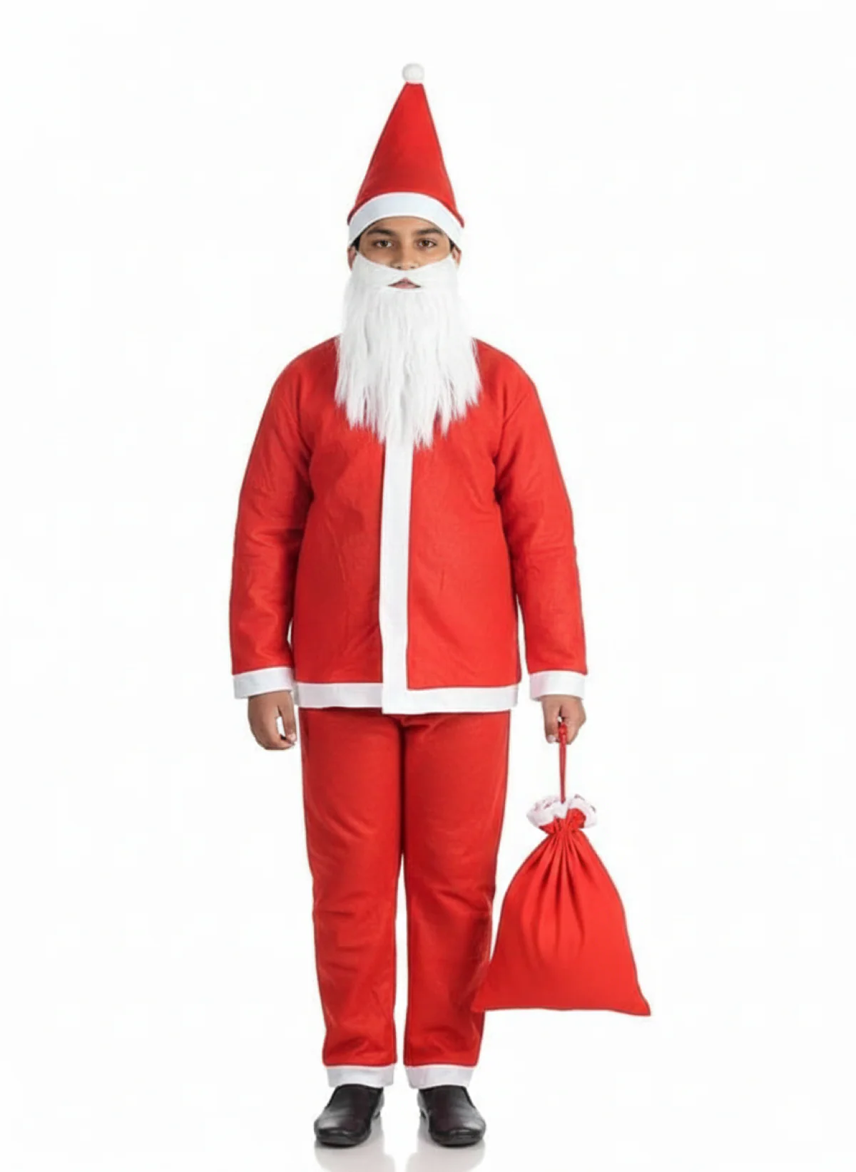 Santa Claus With Beard Complete Set Christmas Kids & Adults Fancy Dress Costume - Premium - Image 6