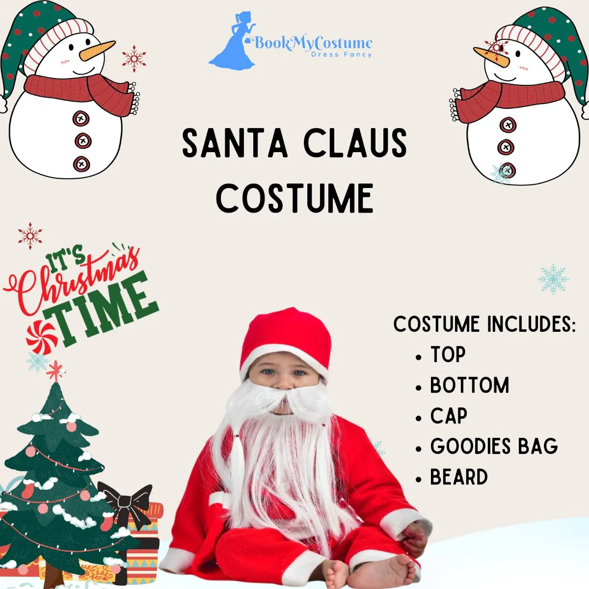 Santa Claus With Beard Complete Set Christmas Kids & Adults Fancy Dress Costume - Premium - Image 8