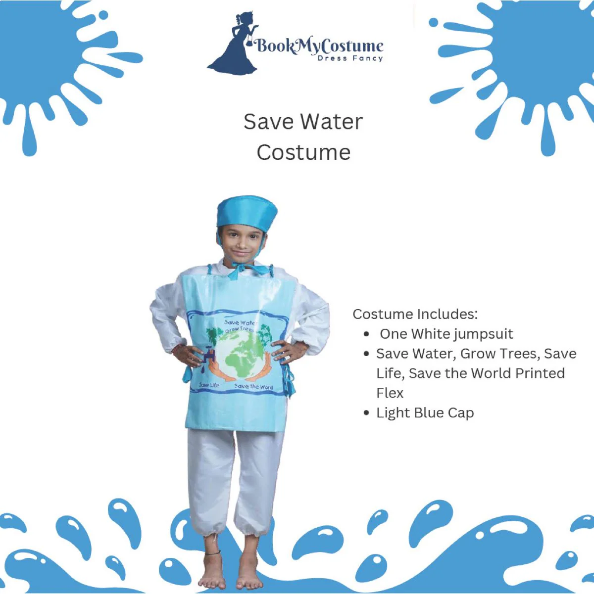 Save Water Grow Trees Save The World Kids Fancy Dress Costume - Image 3