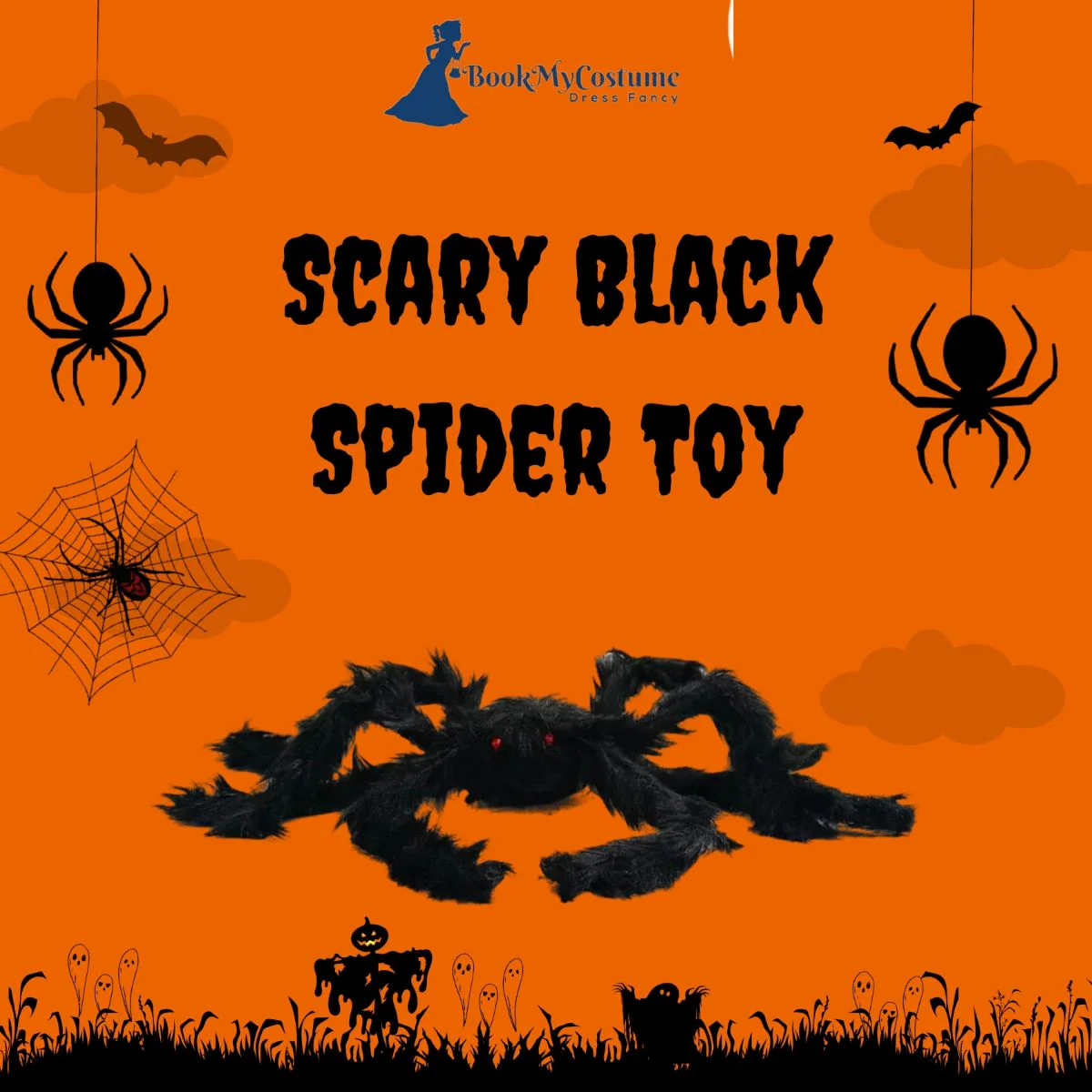 Scary Black Hairy Spider Toy Showpiece Decoration Accessory for Halloween - Image 3