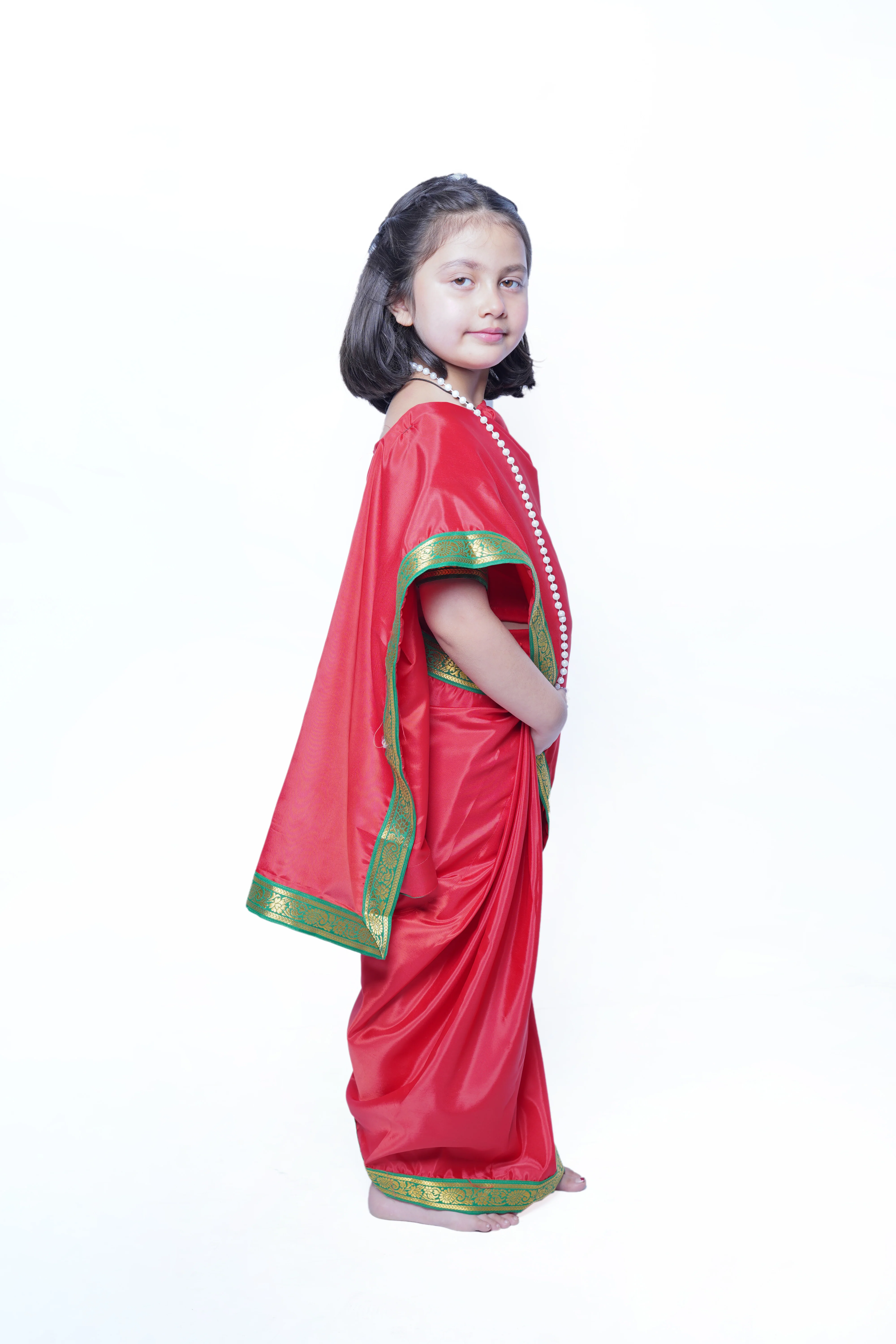 School/College Principal Professional Kids Saree Fancy Dress Costume - Image 3