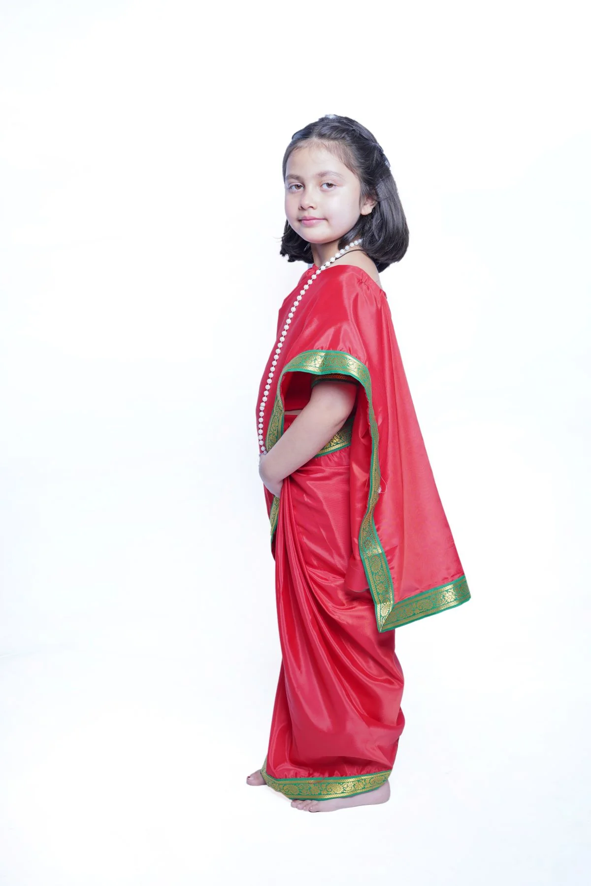 School/College Principal Professional Kids Saree Fancy Dress Costume - Image 5