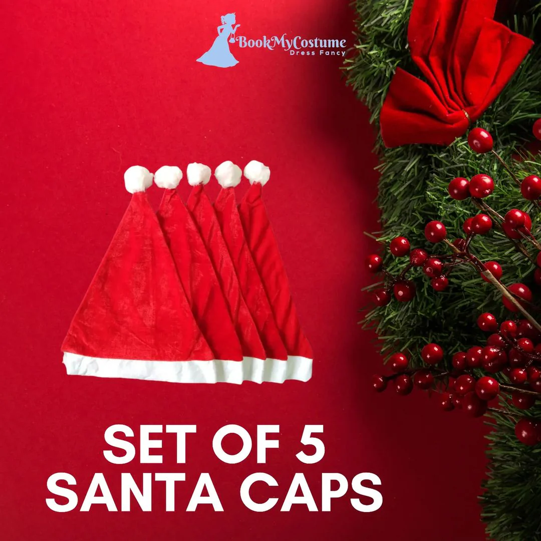 Christmas Set of 5 Santa Caps Combo Adults & Kids Fancy Dress Accessory - Image 8