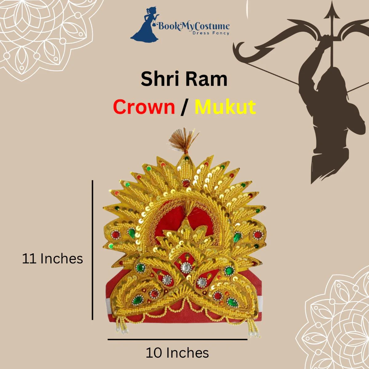 Shri Ram Hindu God Crown Mukut Kids & Adults Fancy Dress Costume Accessories - Image 5