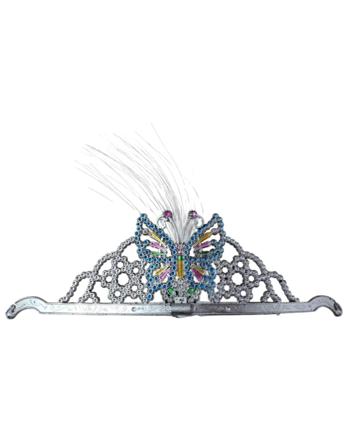 Silver Butterfly Princess Tiara Feather Crown HeadBand Fancy Dress Costume Accessory for Girls - Image 2