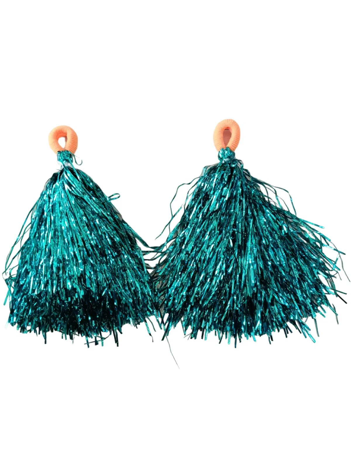 Turquoise Pom Poms Cheerleader Dance Kids & Adults Costume Accessory - Image 2