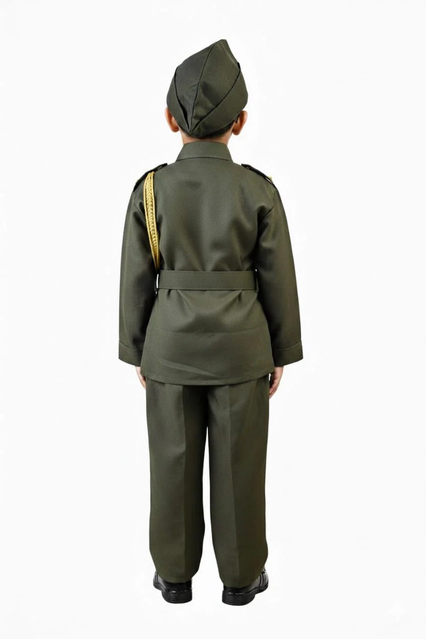 Subhash Chandra Bose Freedom Fighter Kids Fancy Dress Costume - Green - Image 3
