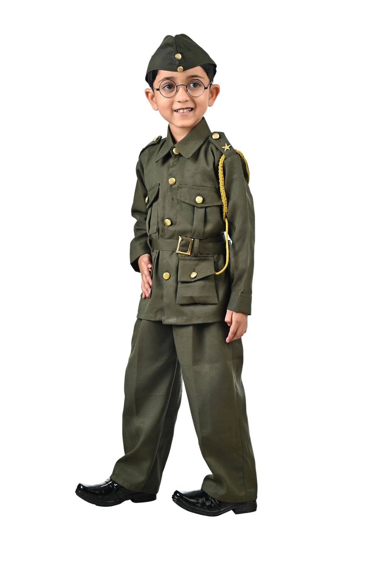 Subhash Chandra Bose Freedom Fighter Kids Fancy Dress Costume - Green - Image 4