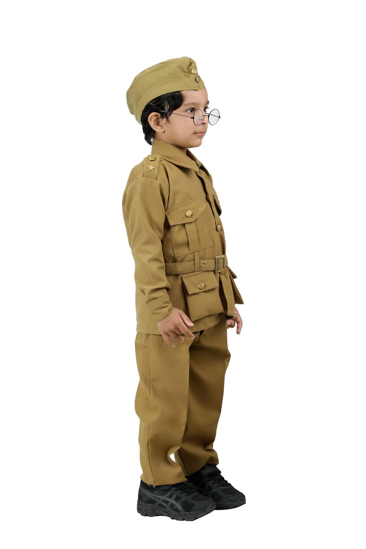 Subhash Chandra Bose Freedom Fighter Kids Fancy Dress Costume - Khaki - Image 3