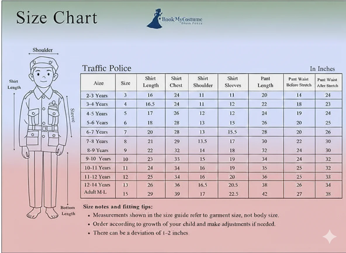 Traffic Police Indian Community Helpers Fancy Dress Costume for Kids - Image 7