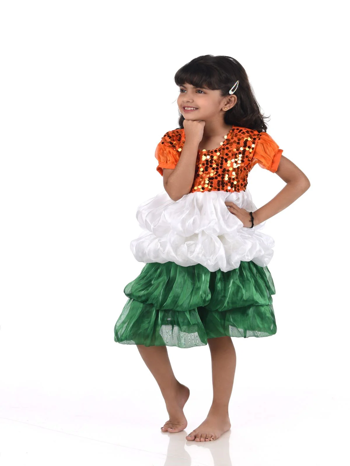 Tri Colored Frock Independence Day for Girl Kids Fancy Dress Costume - Image 4