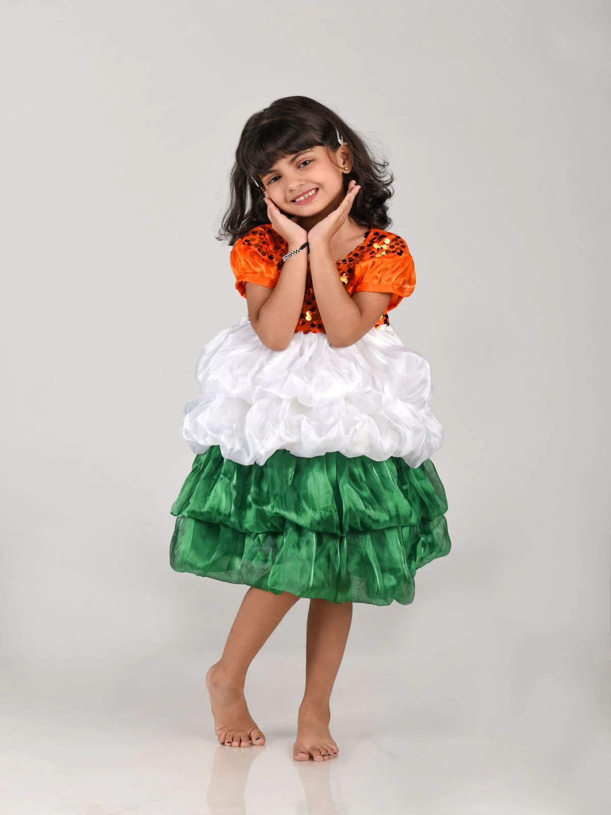 Tri Colored Frock Independence Day for Girl Kids Fancy Dress Costume - Image 6