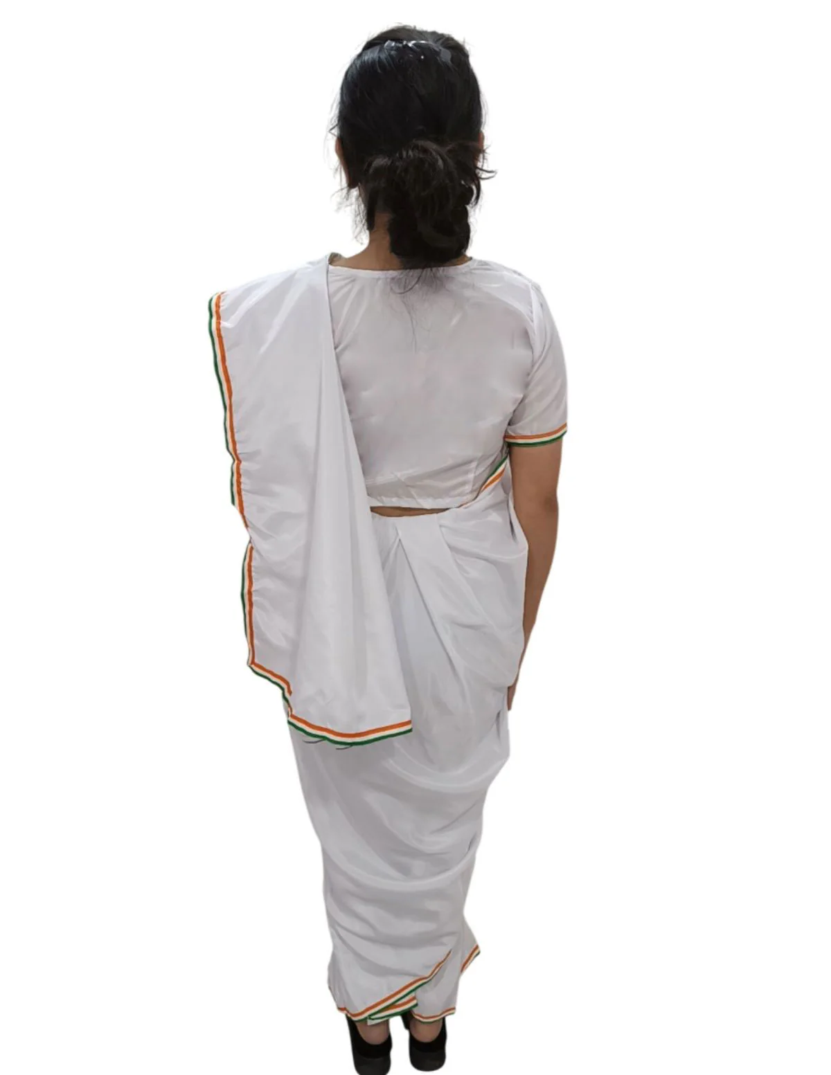 Tri Colored Tricolor Tiranga Border Saree Independence Day Patriotic for Girls Kids & Adult Girls Fancy Dress Costume - Image 10