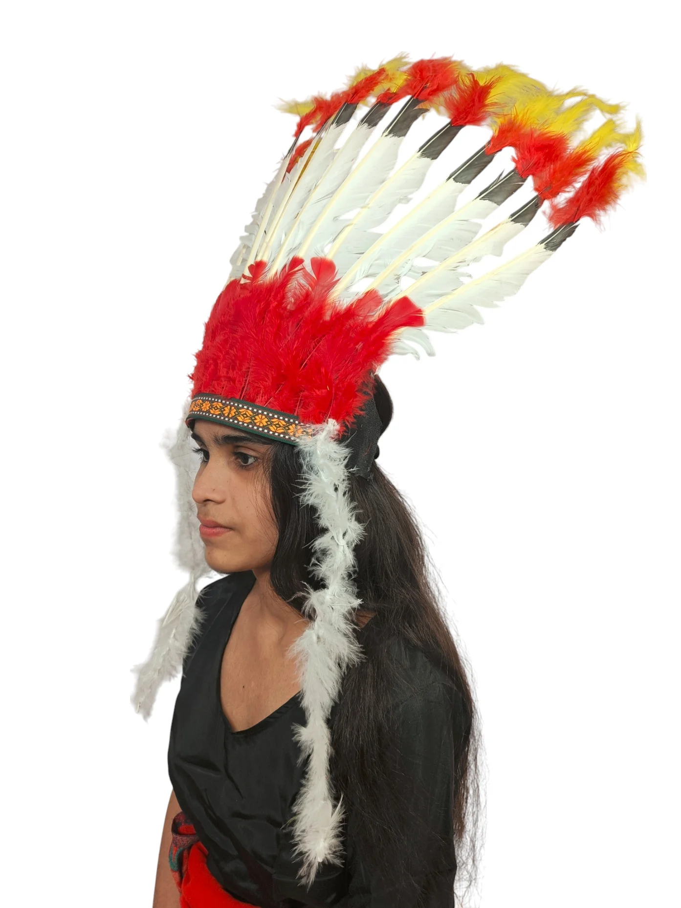 Tribal Fiery Feather Headdress Crown Fancy Dress Costume for Adults - Image 2