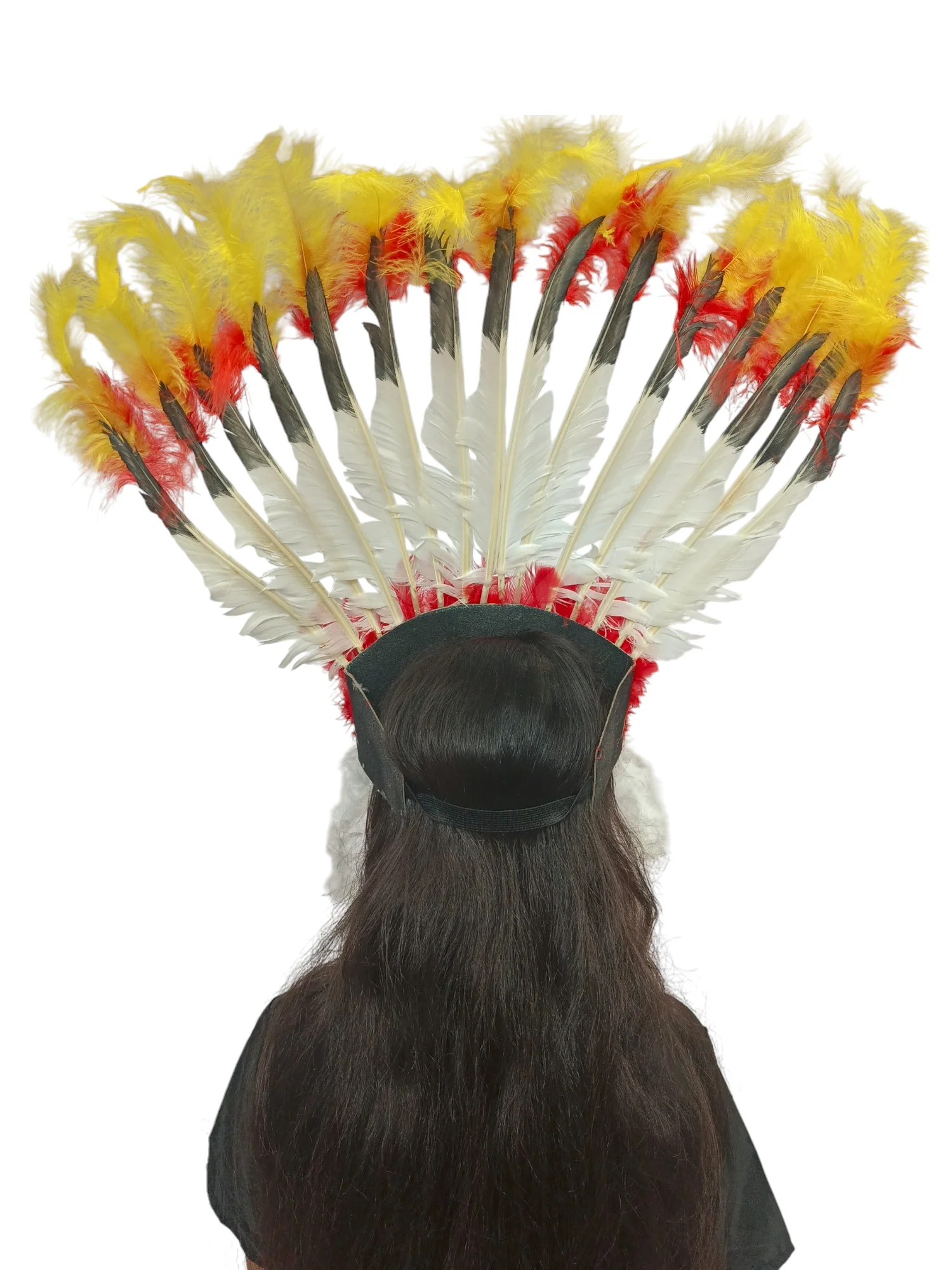 Tribal Fiery Feather Headdress Crown Fancy Dress Costume for Adults - Image 3