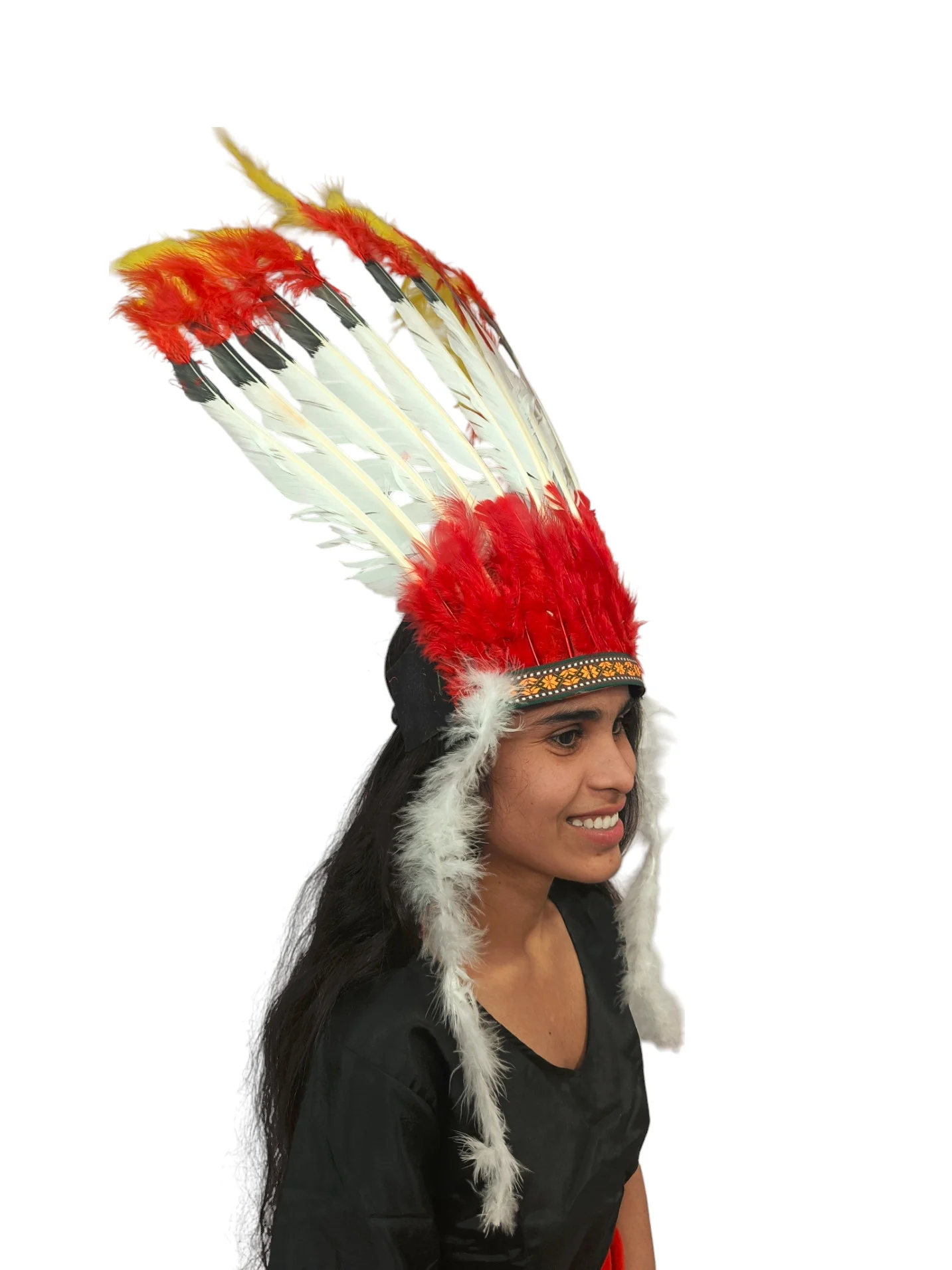 Tribal Fiery Feather Headdress Crown Fancy Dress Costume for Adults - Image 4