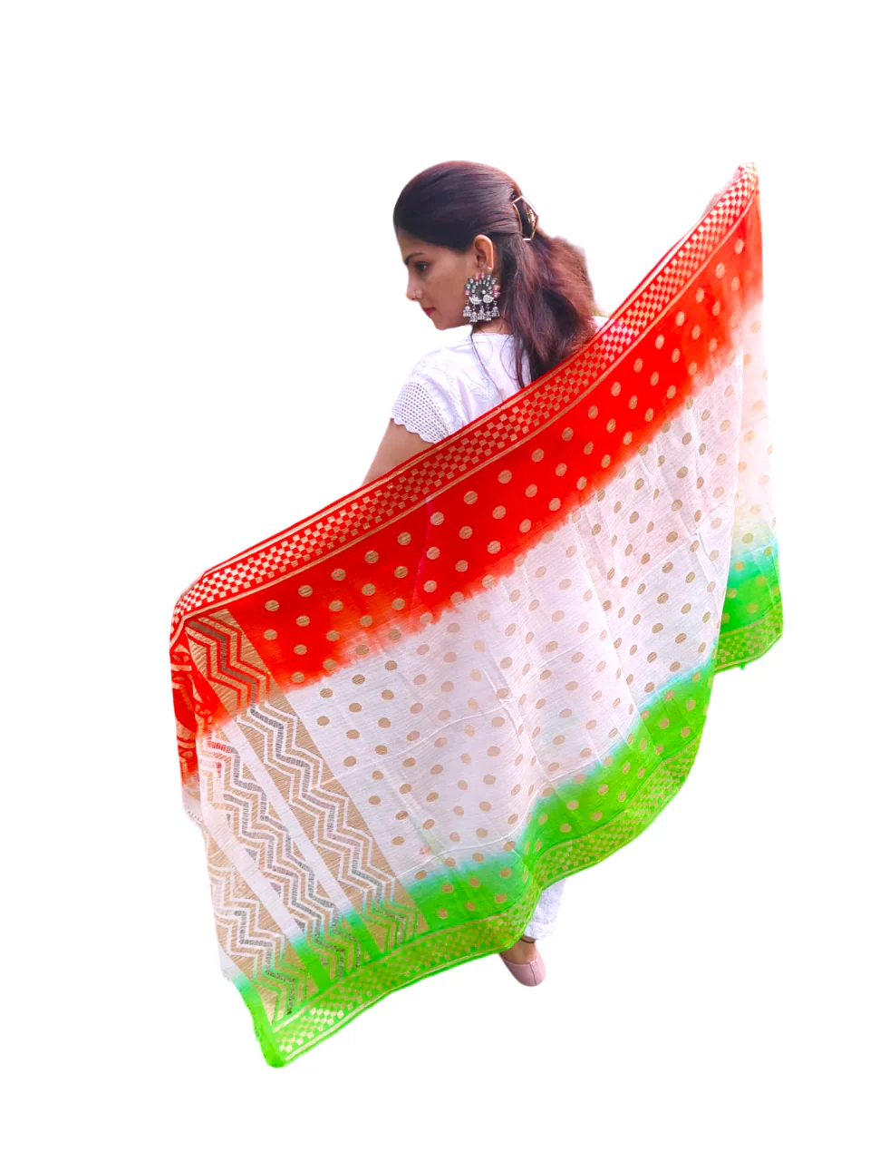 Tricolour Dupatta Tiranga Republic & Independence Day Kids & Adults Costume Accessory - Image 3