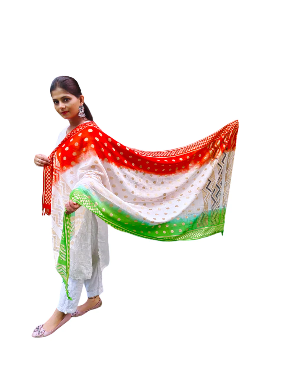 Tricolour Dupatta Tiranga Republic & Independence Day Kids & Adults Costume Accessory - Image 4