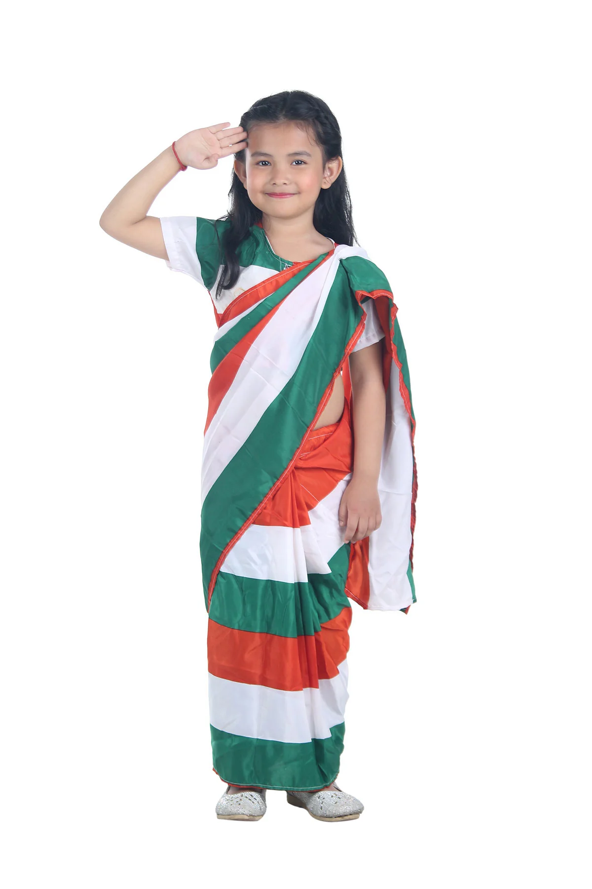 Tricolour Saree Indian Patriotic Independence Day for Girls Fancy Dress Costume
