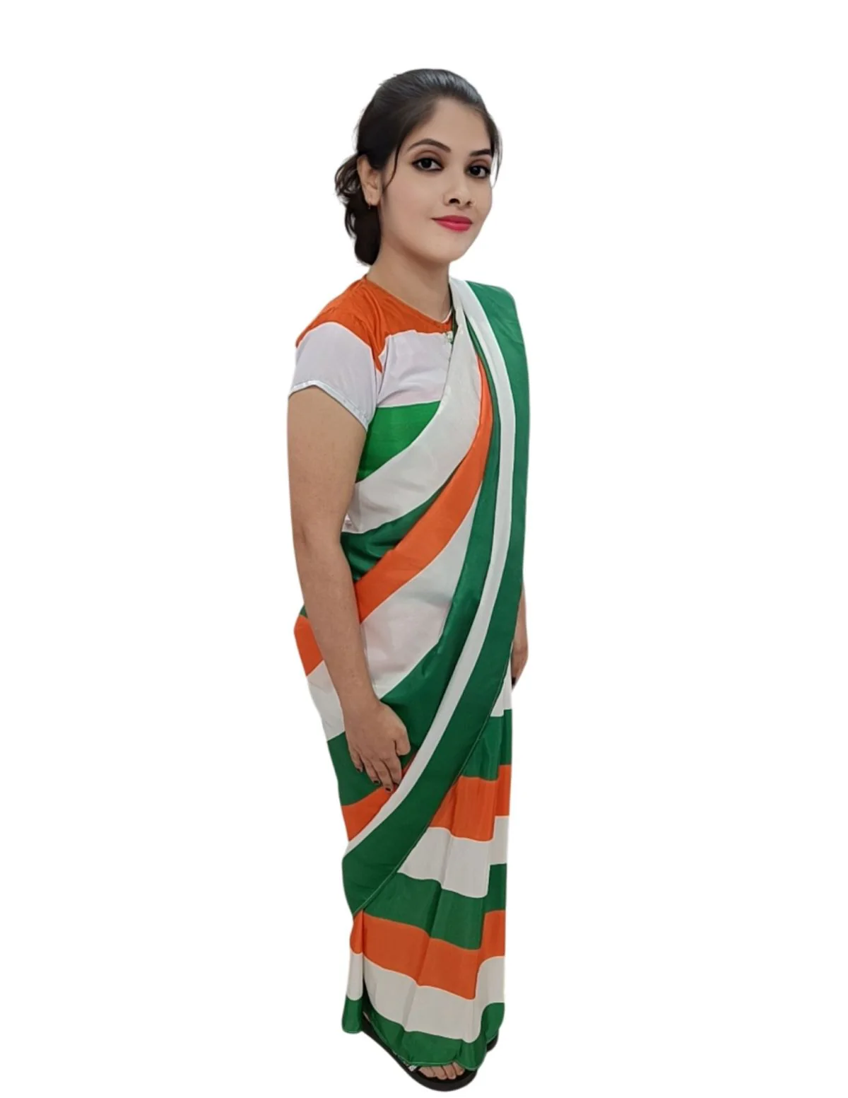 Tricolour Saree Indian Patriotic Independence Day for Girls Fancy Dress Costume - Image 12