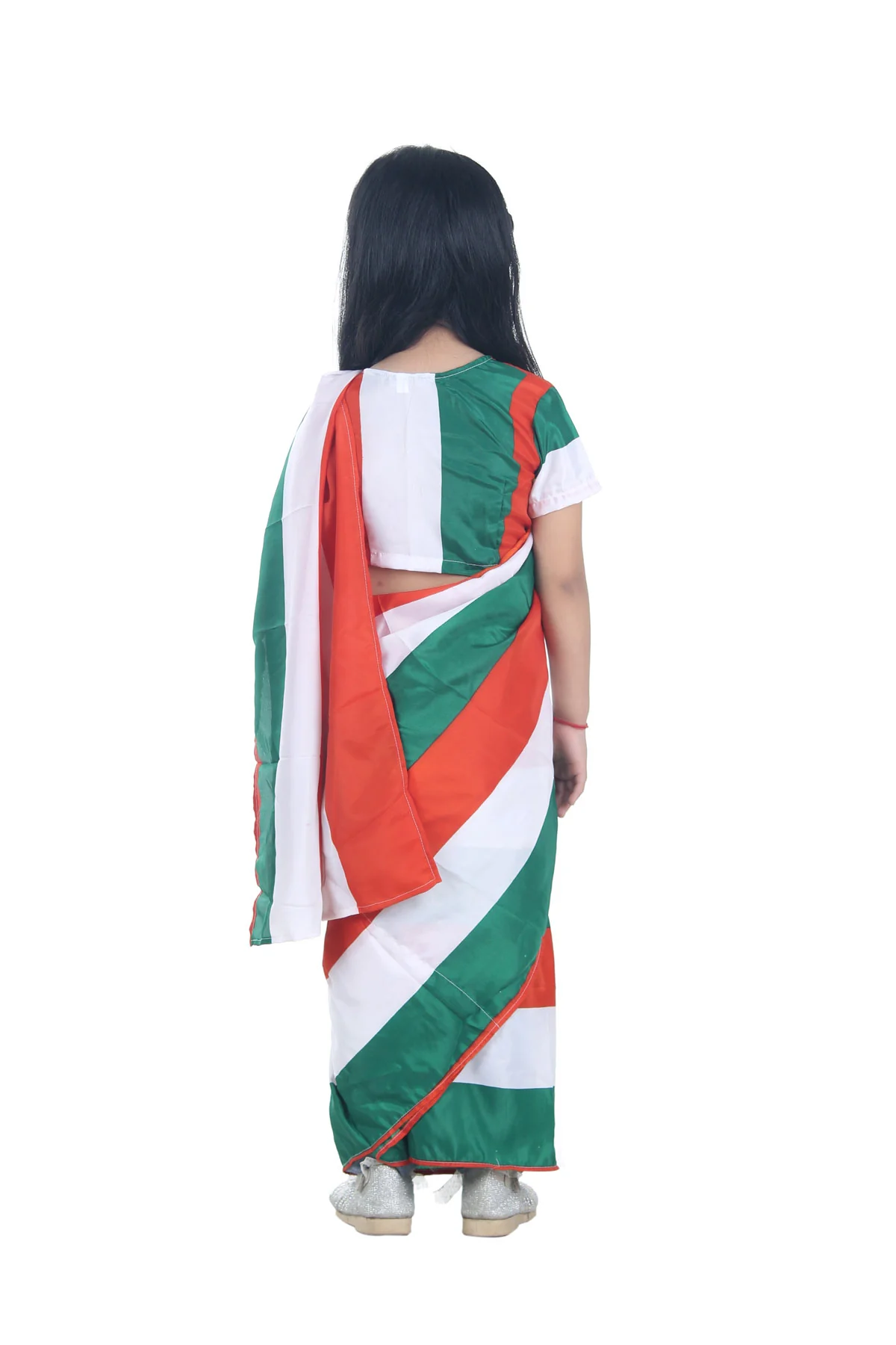 Tricolour Saree Indian Patriotic Independence Day for Girls Fancy Dress Costume - Image 4