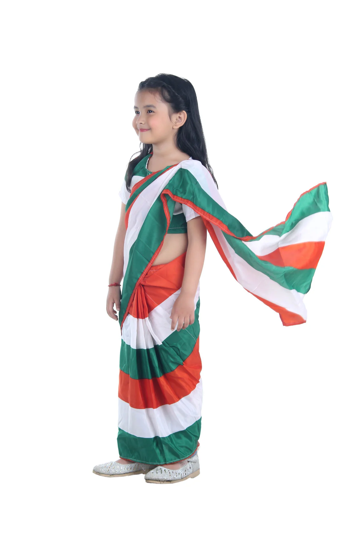 Tricolour Saree Indian Patriotic Independence Day for Girls Fancy Dress Costume - Image 5