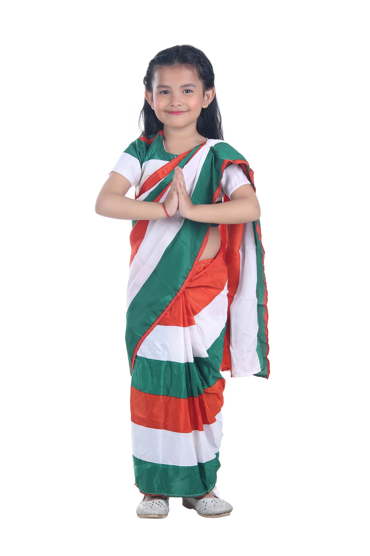 Tricolour Saree Indian Patriotic Independence Day for Girls Fancy Dress Costume - Image 6