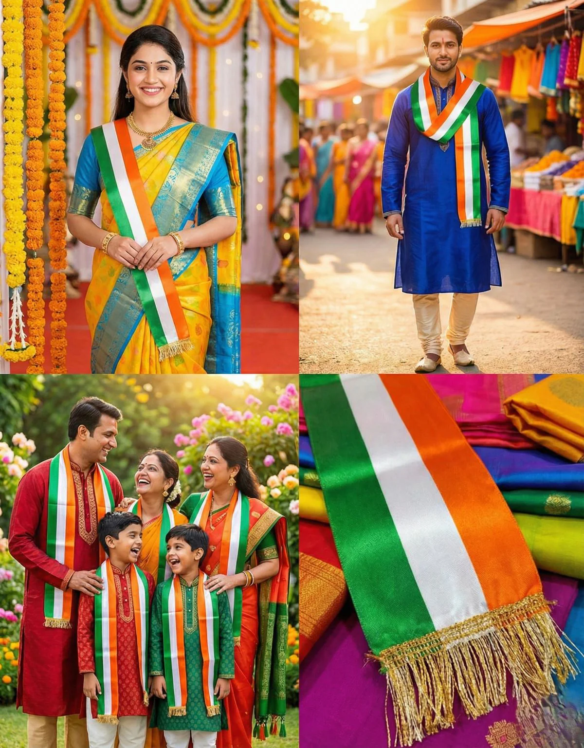 Tricolour Stole Tiranga Independence Day Kids & Adults Costume Accessory - Image 6