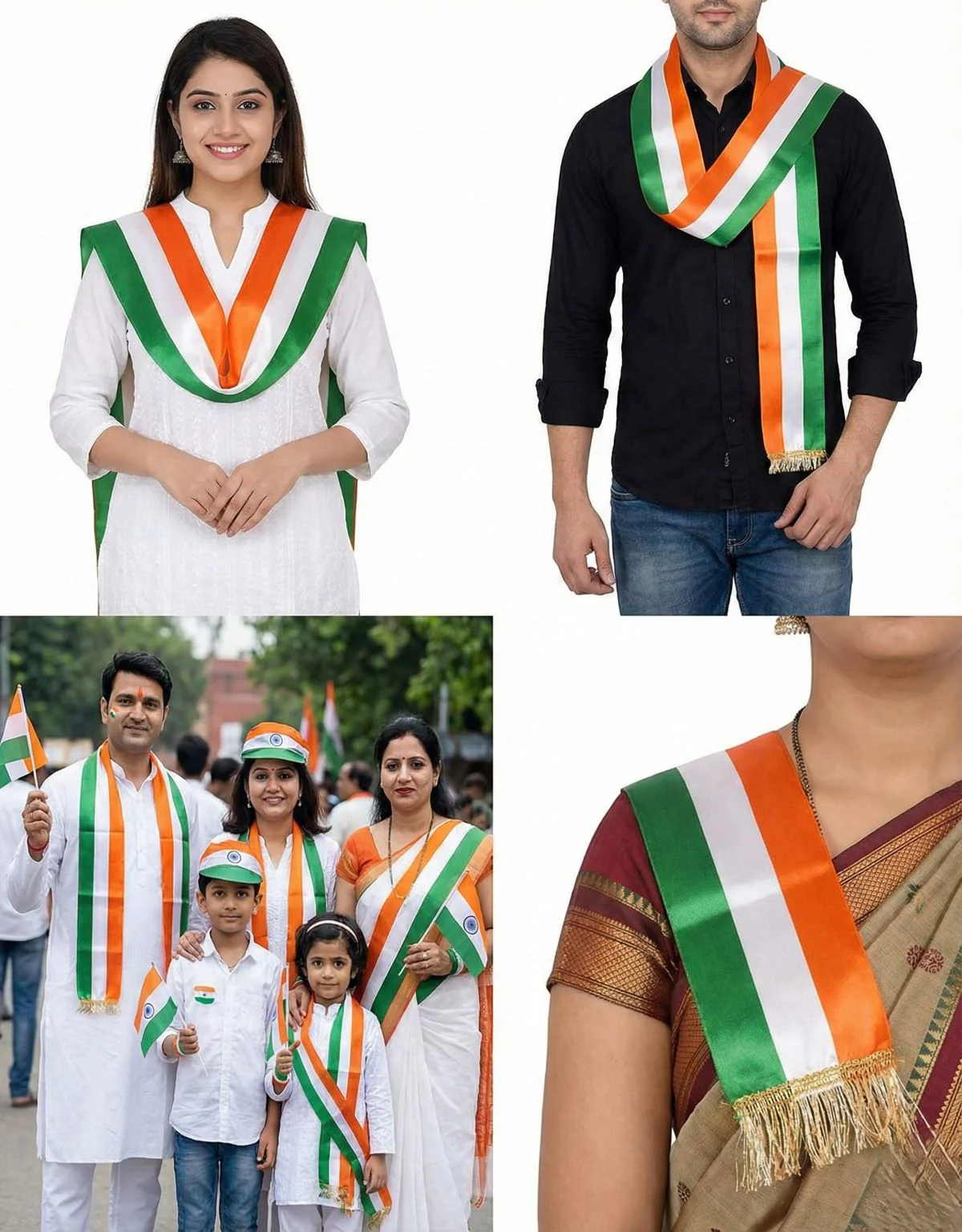 Tricolour Stole Tiranga Independence Day Kids & Adults Costume Accessory - Image 7